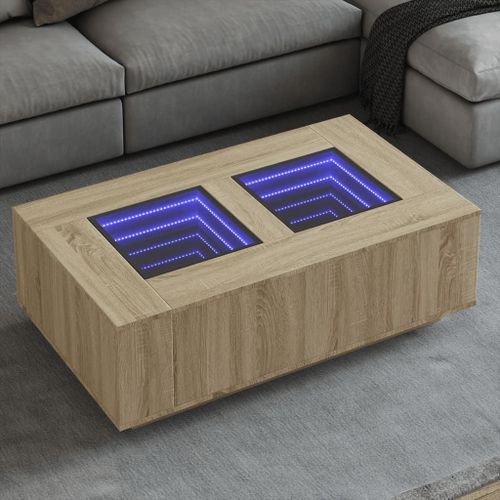 Vidaxl Table Basse Avec Led Infini Chêne Sonoma 116x69x40 Cm