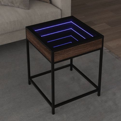 Vidaxl Table Basse Avec Led Infinity Chêne Marron 40x40x51 Cm