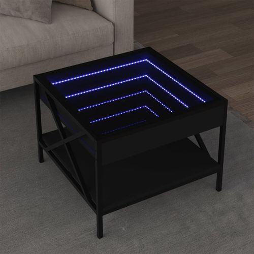 Vidaxl Table Basse Avec Led Infini Noir 50x50x38 Cm