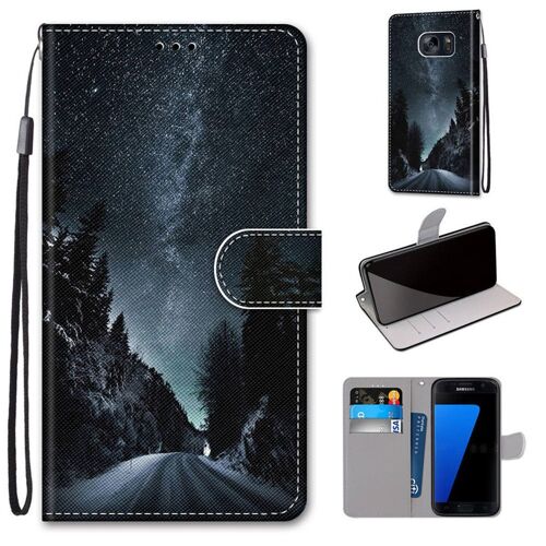 Samsung Galaxy S7 Coque, Saturcase Beau Pu Cuir Magnétique Flip Portefeuille Support Porte-Carte Dragonne Protecteur Coque Housse Étui Pour Samsung Galaxy S7 (Dk-14)