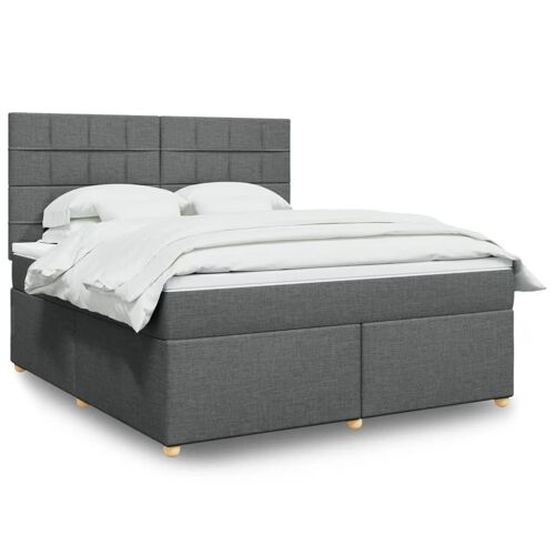 vidaXL Sommier à lattes de lit avec matelas Gris foncé 180x200cm Tissu