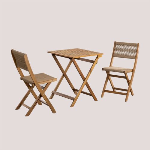 Ensemble Table De Jardin Pliante Classique Delawer Et 2 Chaises Brun Blé