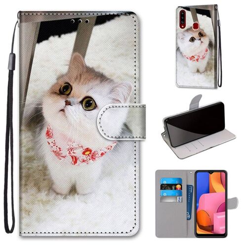 Samsung Galaxy A20s Coque, Saturcase Beau Pu Cuir Magnétique Flip Portefeuille Support Porte-Carte Dragonne Protecteur Coque Housse Étui Pour Samsung Galaxy A20s (Dk-16)