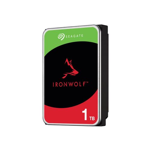 Seagate IronWolf ST1000VN008 - Disque dur - 1 To - interne - 3.5" - SATA 6Gb/s - 5400 tours/min - mémoire tampon : 256 Mo