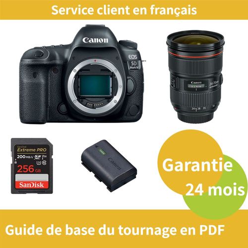 Canon EOS 5D Mark IV Caméra+CANON Objectif EF 24-70mm f/2,8 L II USM+Canon batterie LP-E6NH Officielle+SanDisk 256 Go Extreme PRO UHS-I
