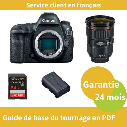 Canon EOS 5D Mark IV Caméra+CANON Objectif EF 24-70mm f2,8 L II USM+Canon batterie LP-E6NH Officielle+SanDisk 64 Go Extreme PRO UHS-I
