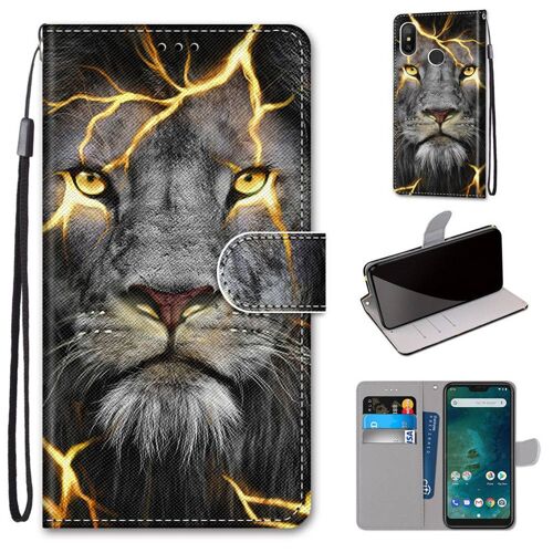Xiaomi Mi A2 Lite Coque, Saturcase Beau Pu Cuir Magnétique Flip Portefeuille Support Porte-Carte Dragonne Protecteur Coque Housse Étui Pour Xiaomi Mi A2 Lite (Dk-8)