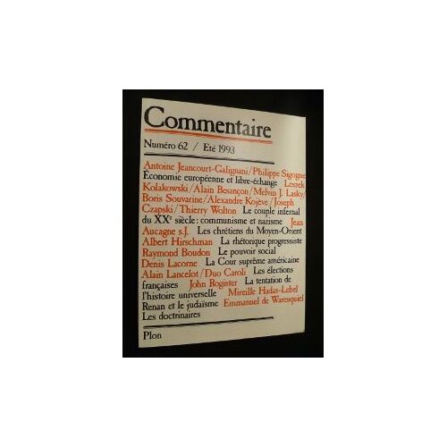 Commentaire, Volume 16, N° 62, Été 1993