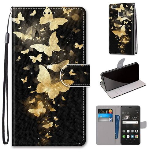 Huawei P9 Lite Coque, Saturcase Beau Pu Cuir Magnétique Flip Portefeuille Support Porte-Carte Dragonne Protecteur Coque Housse Étui Pour Huawei P9 Lite (Dk-4)