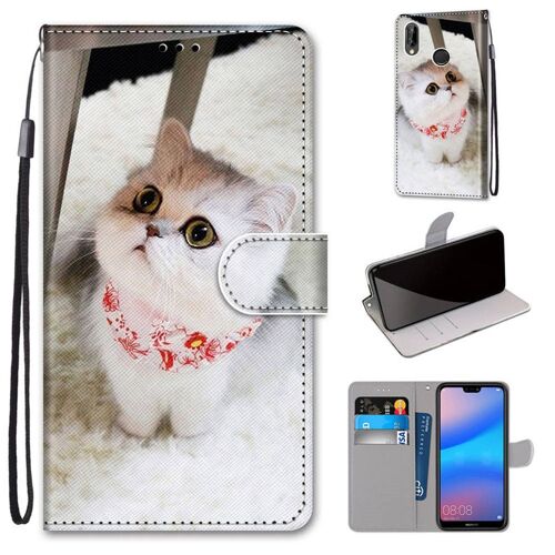 Huawei P20 Lite Coque, Saturcase Beau Pu Cuir Magnétique Flip Portefeuille Support Porte-Carte Dragonne Protecteur Coque Housse Étui Pour Huawei P20 Lite (Dk-16)