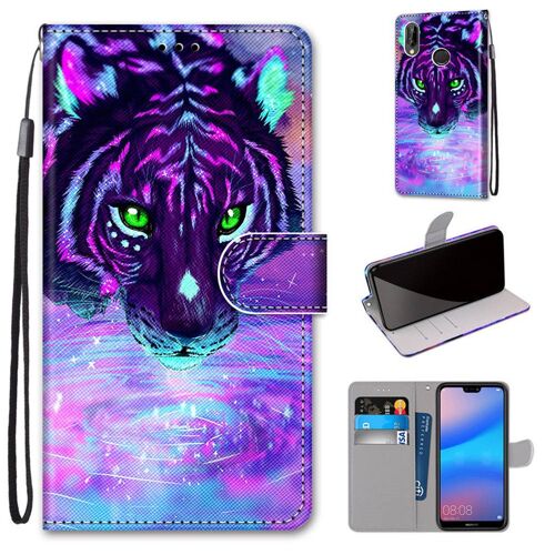 Huawei P20 Lite Coque, Saturcase Beau Pu Cuir Magnétique Flip Portefeuille Support Porte-Carte Dragonne Protecteur Coque Housse Étui Pour Huawei P20 Lite (Dk-9)