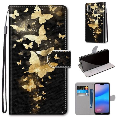 Huawei P20 Lite Coque, Saturcase Beau Pu Cuir Magnétique Flip Portefeuille Support Porte-Carte Dragonne Protecteur Coque Housse Étui Pour Huawei P20 Lite (Dk-4)