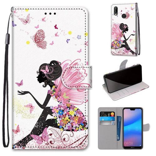 Huawei P20 Lite Coque, Saturcase Beau Pu Cuir Magnétique Flip Portefeuille Support Porte-Carte Dragonne Protecteur Coque Housse Étui Pour Huawei P20 Lite (Dk-1)