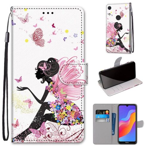 Huawei Y6 2019 / Honor 8a Coque, Saturcase Beau Pu Cuir Magnétique Flip Portefeuille Support Porte-Carte Dragonne Protecteur Coque Housse Étui Pour Huawei Y6 2019 / Honor 8a (Dk-1)