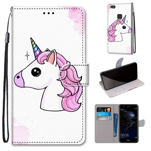 Huawei P10 Lite Coque, Saturcase Beau Pu Cuir Magnétique Flip Portefeuille Support Porte-Carte Dragonne Protecteur Coque Housse Étui Pour Huawei P10 Lite (Dk-21)