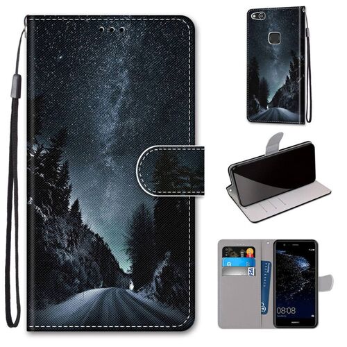 Huawei P10 Lite Coque, Saturcase Beau Pu Cuir Magnétique Flip Portefeuille Support Porte-Carte Dragonne Protecteur Coque Housse Étui Pour Huawei P10 Lite (Dk-14)