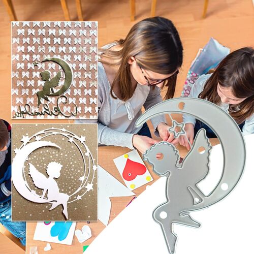 Ange Sur La Lune Matrices De Découpe En Métal Pour Timbres, Pochoirs De Scrapbooking, Cartes D'album En Papier, Gaufrage De Décor Pour Scrapbooking, Bricolage