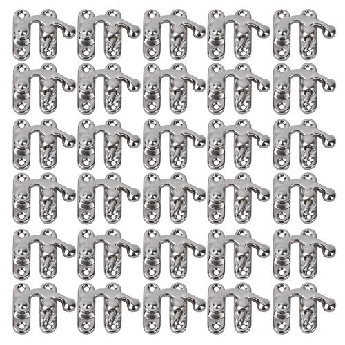 30 Pcs Moraillon Crochet Style Rétro Fer Loquet Crochet Moraillon pour Bijoux Cadeaux Boîtes 3.2 x 2.8cmSilver Droite Loquet Crochet Moraillon