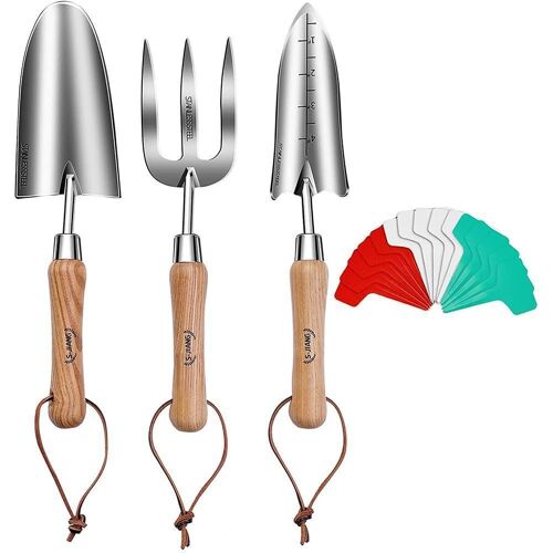 Ensemble D'outils De Jardin, Truelle, Repiquage, Râteau À Main, Bonsaï, Manche En Bois Pour Fleurs, Plantes En Pot, 3 Pièces