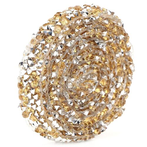Diy Diamond Mesh Wrap Roll Cristal Strass Ruban Décoration (Cristal Jaune)