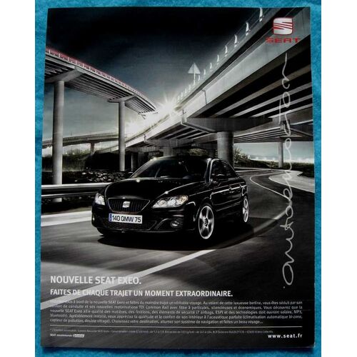 Publicité Papier - Voiture Seat Exeo De 2009