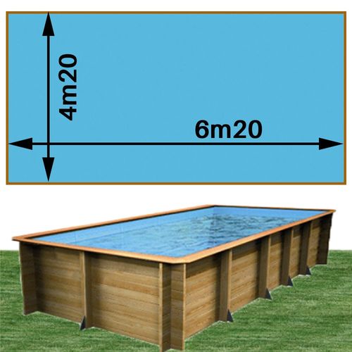 Piscine bois woodfirst original rectangulaire 620 x 420 x 133 cm liner bleu france