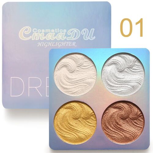 Palette De Fard À Paupières Pour Le Visage, Fard À Joues, Poudre Éclaircissante, Scintillante, Cosmétique, 4 Couleurs 
