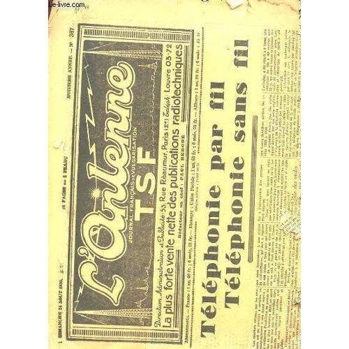 L'anlenie, Journal De Vulgerisation Tsf N° 387 - Telephonie Par Fil, Telephonie Sans Fil