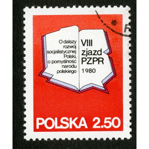 Timbre Oblitéré Polska,Viii Zjazd Pzpr 1980,O Dalszy Rozwoj Socjalistycznej Polski,O Pomyslnosc Narodu Polskiego,2,50