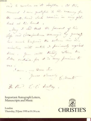 Catalogue Vente Aux Encheres Christie S Important Autograph Letters Manuscripts And Music