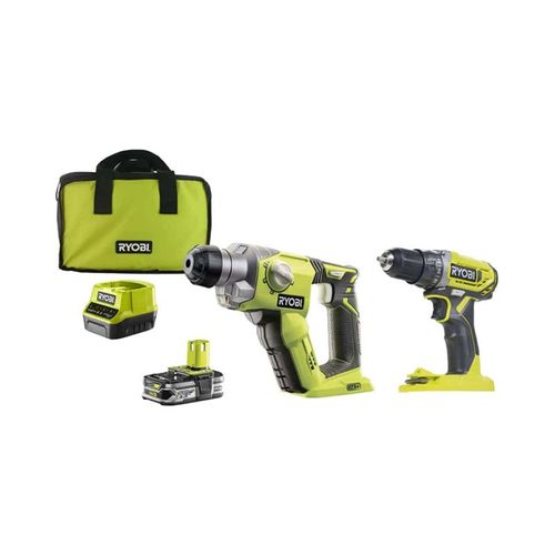 Pack RYOBI Perceuse Visseuse 18V One Plus R18DD2-0 - Marteau perforateur 18V One+ R18SDS-125S - Batterie LithiumPlus 2.5Ah - Chargeur rapide