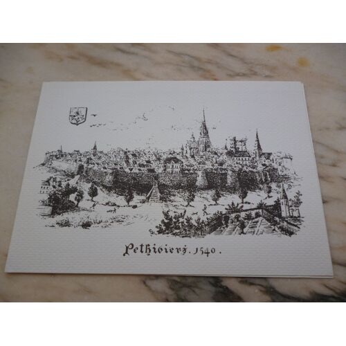 Carte Nb Double:De Voeux Publicitaire:Gravure De Pethiviers 1540 (Loiret)