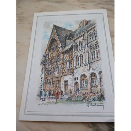 Carte Couleurs Double:Menu De 1967.:La Maison De Jehanne D'arc À Orleans