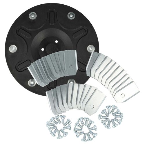 vhbw Kit d'accessoires de 31 pièces compatible avec Segway Navimow i105E tondeuse à gazon - 1x disque porte-lame, 30x lame + vis, noir / argenté