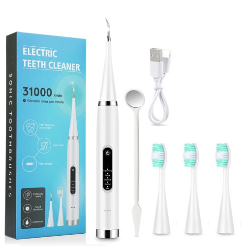 Nettoyeur De Dents Électrique, Détartreur Dentaire, Plaque, Élimination Du Tartre, Brosse À Dents Sonique, Étanche, Blanchiment Des Dents, Soins Buccaux Blanc