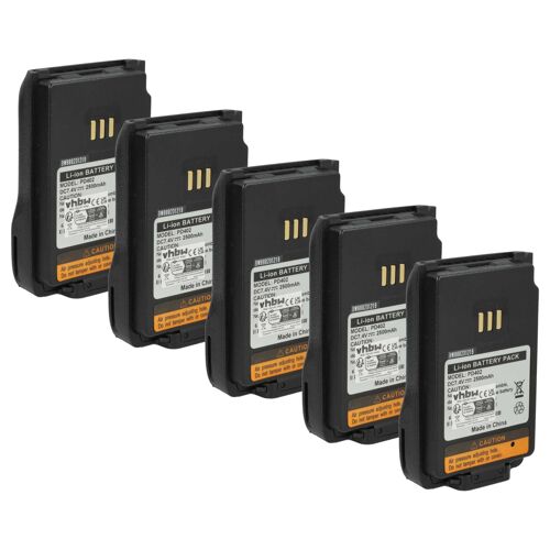 vhbw 5x Batterie compatible avec Hytera PD500 UL913, PD415, PD502, série PD4, PD405, PD402, PD412 radio talkie-walkie (2500mAh, 7,2V, Li-ion)