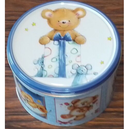 Danemark Boîte Vide Métallique Ronde Jacobsens Bakery Nounours