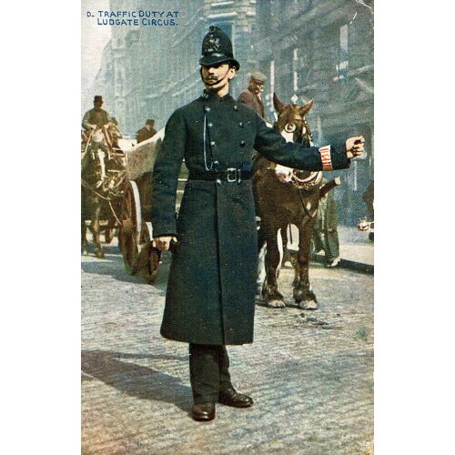 Carte Postale Ancienne, Royaume Uni, Uniforme, Traffic Duty At Ludgate Circus