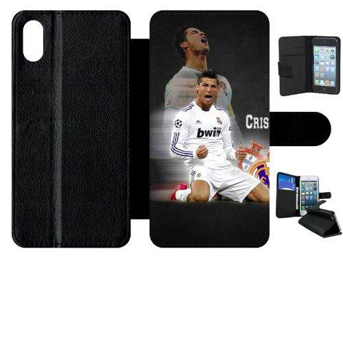 Etui À Rabat Pour Iphone Xs Max - Christiano Ronaldo - Simili-Cuir - Noir