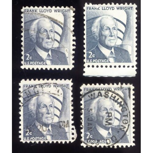 Timbre U S A, Frank Lloyd Wright, U S Postage 2 Cents Oblitérés (4 Timbres)