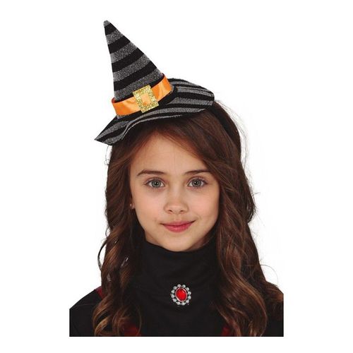Bandeau Mini Chapeau De Sorcière Argent / Noir (Taille Unique Enfants)