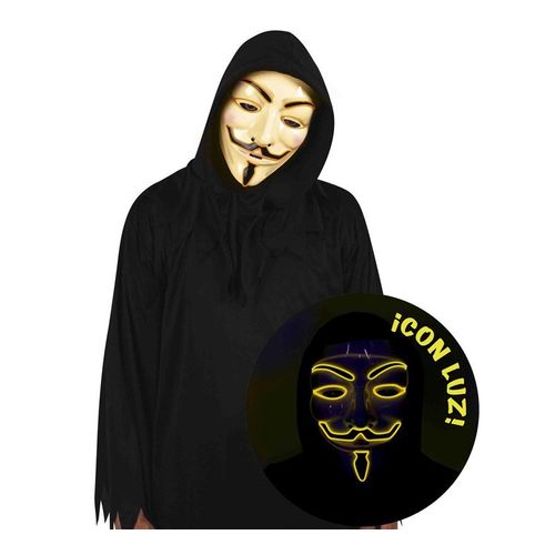 V Pour Vendetta Masque Avec La Lumière (Taille Unique Adulte)