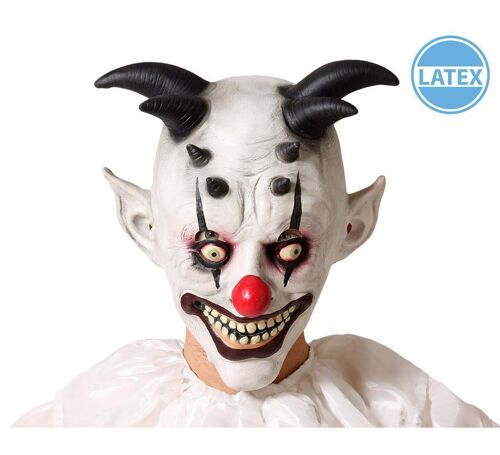 Sinister Clown Masque Avec Des Cornes, Latex (Taille Unique Adulte)