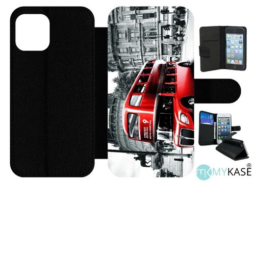 Etui À Rabat Pour Iphone 12 Pro - London Vintage - Simili-Cuir - Noir