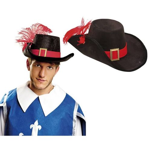 Bonnet Mousquetaire En Velours Avec Plume (Taille Unique Adulte)