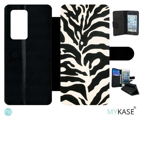 Etui À Rabat Pour Huawei P40 Pro - Zebré - Simili-Cuir - Noir