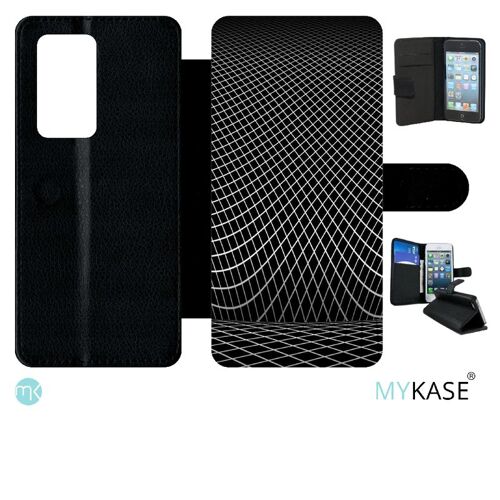Etui À Rabat Pour Huawei P40 Pro - Black Squarred - Simili-Cuir - Noir