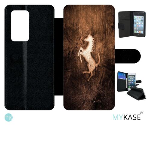 Etui À Rabat Pour Huawei P40 Pro - Cheval - Simili-Cuir - Noir