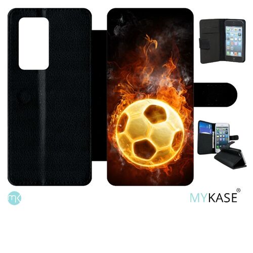 Etui À Rabat Pour Huawei P40 Pro - Foot Flamme - Simili-Cuir - Noir
