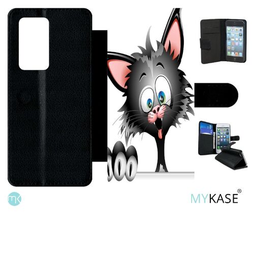 Etui À Rabat Pour Huawei P40 Pro - Chat Noir 2 - Simili-Cuir - Noir